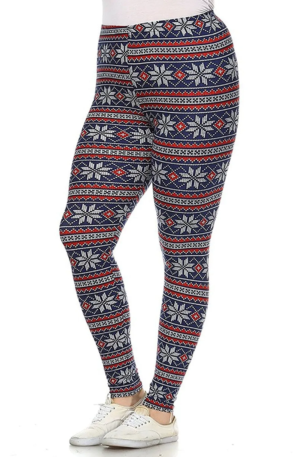 Plus Size Multi Print High Waist Holiday Fashion Leggings