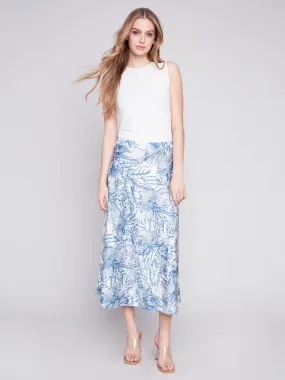 Printed Long Satin Skirt - Jungle