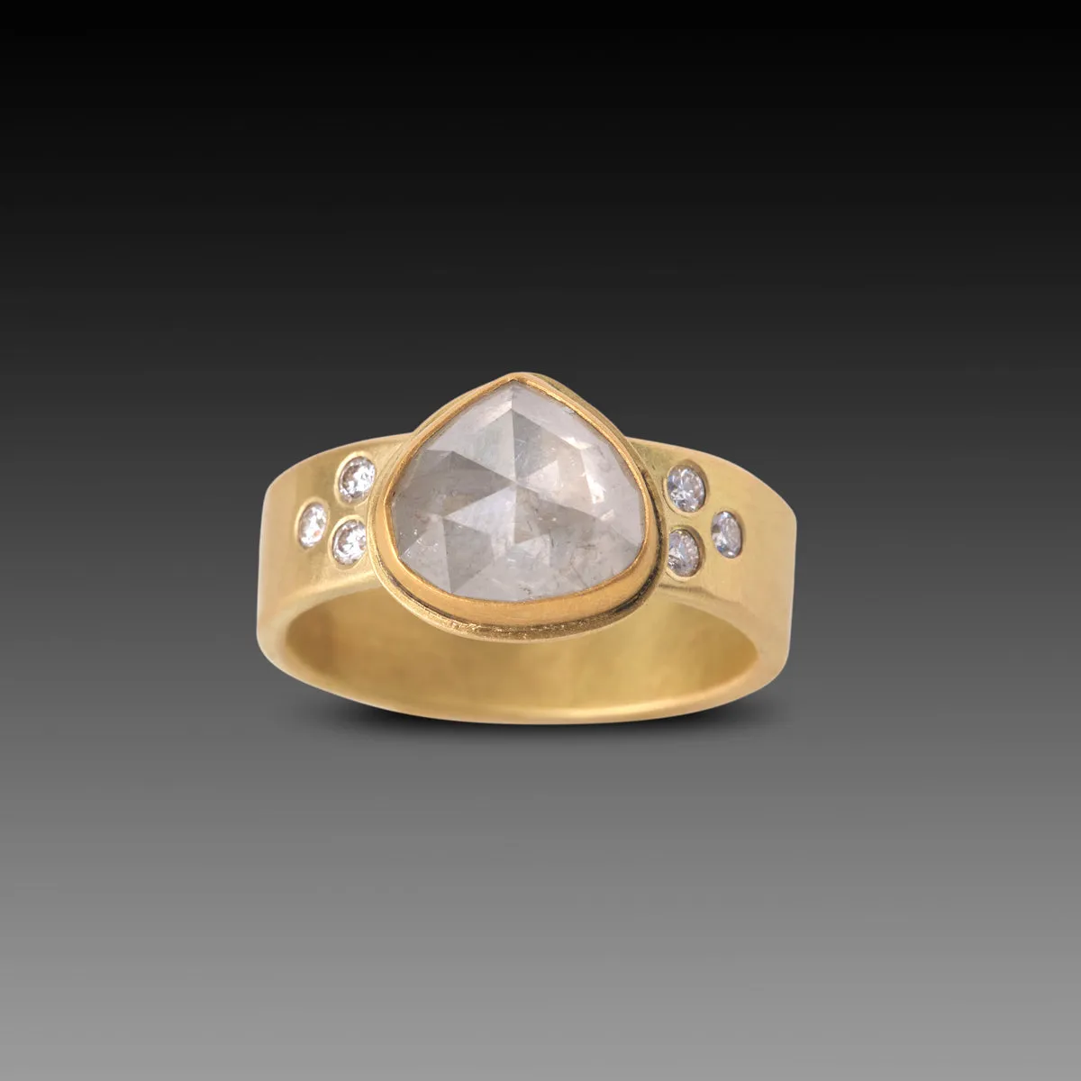 Rose Cut Gray Diamond Ring