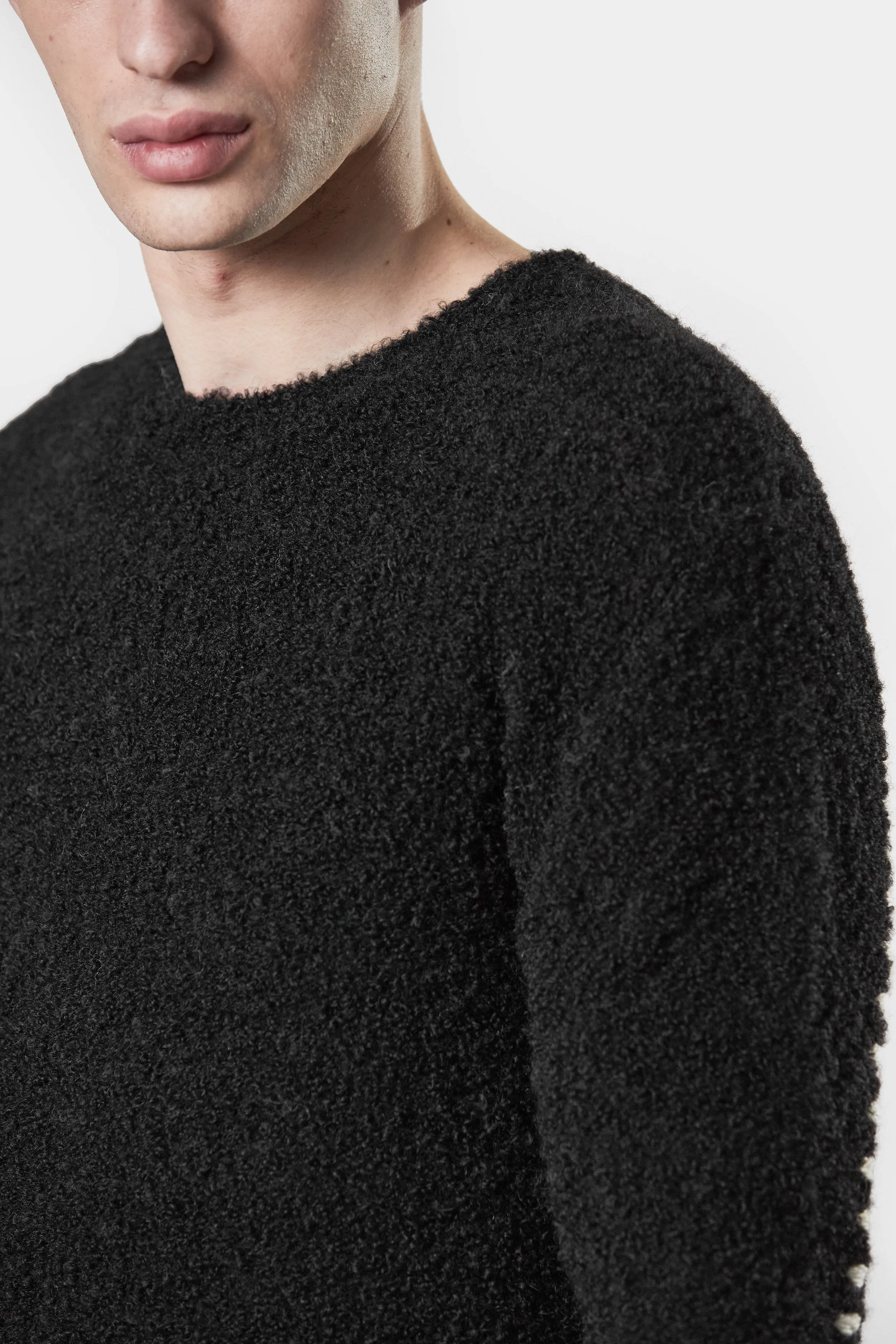 Scars-stitch alpaca knit crewneck sweater