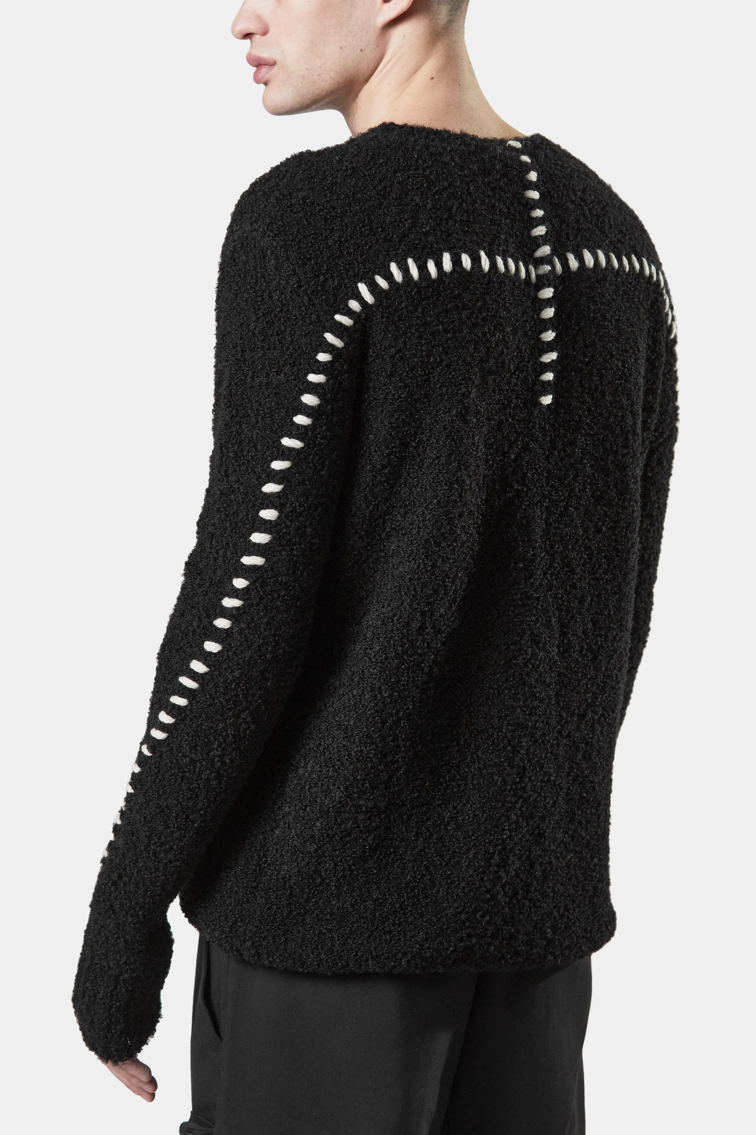 Scars-stitch alpaca knit crewneck sweater