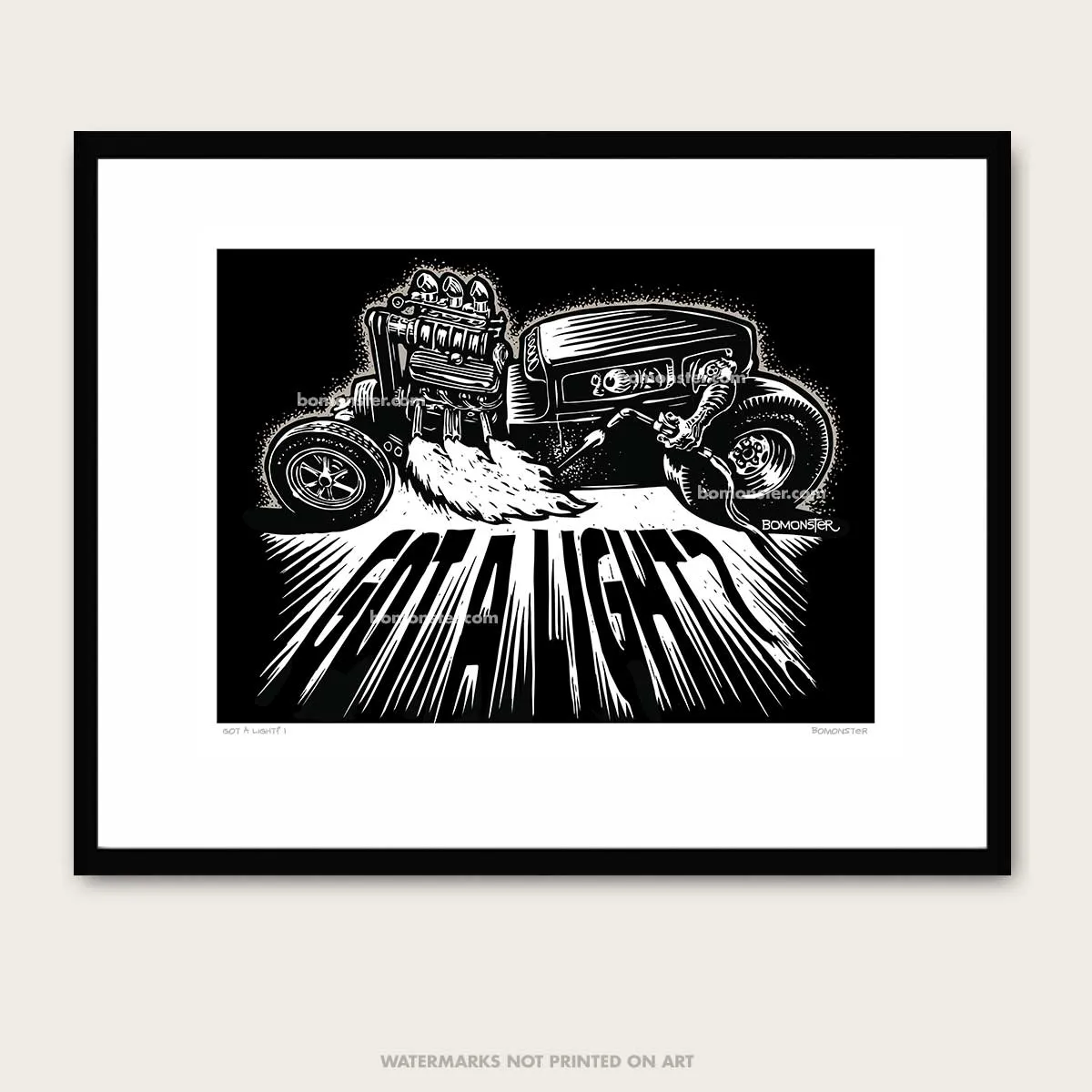 Signed Hot Rod Litho Mini Art Print "Got A Light?"