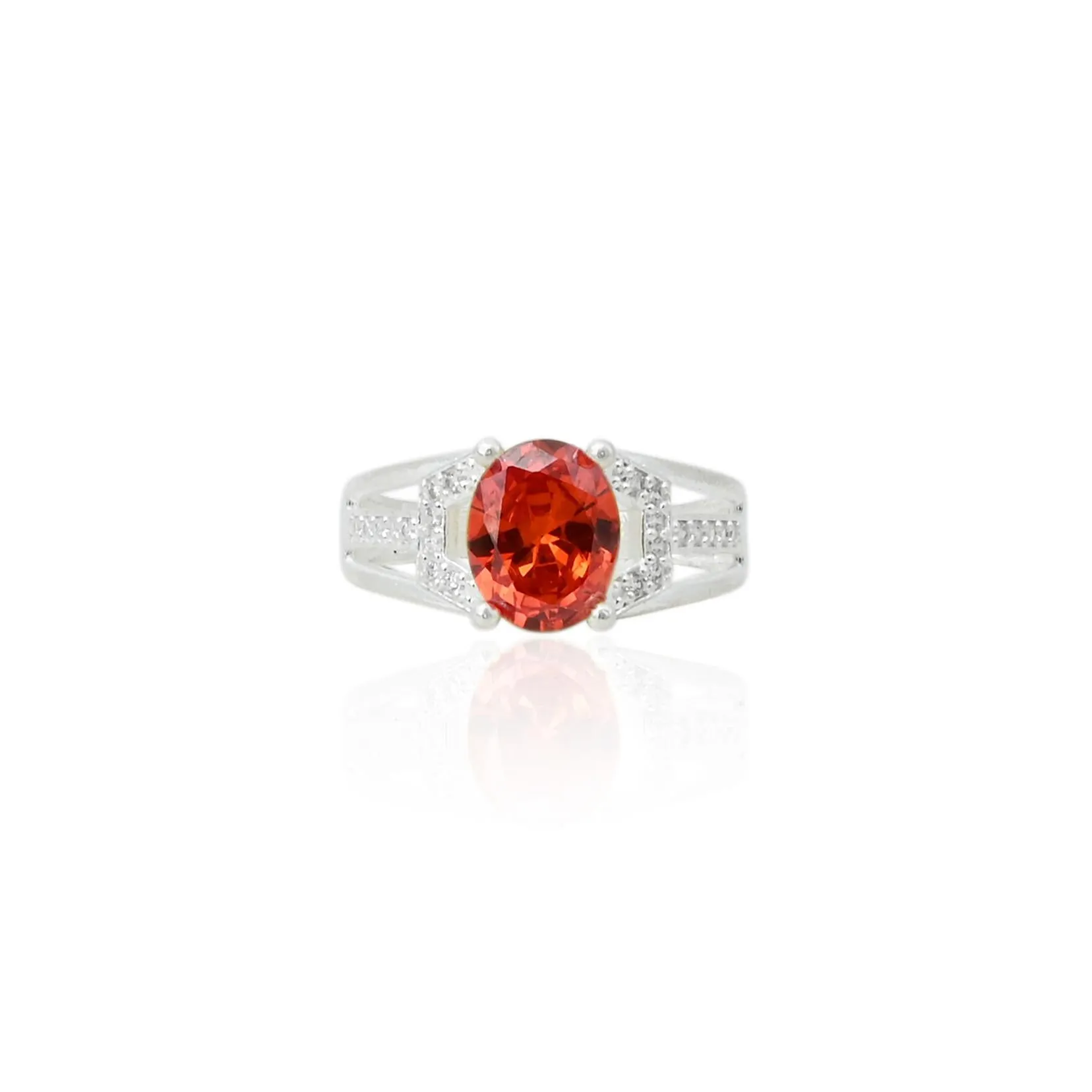 Silver Antique Red Gem Boys Ring