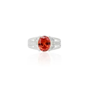 Silver Antique Red Gem Boys Ring