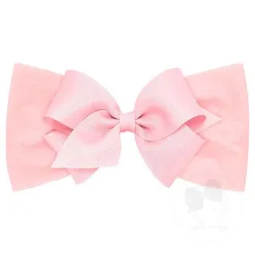 Soft nylon baby band with matching grosgrain bow