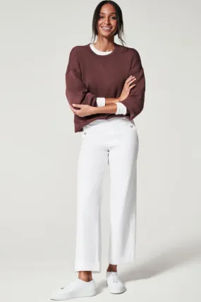 Spanx: Stretch Twill Cropped Wide Leg Pant - Bright White