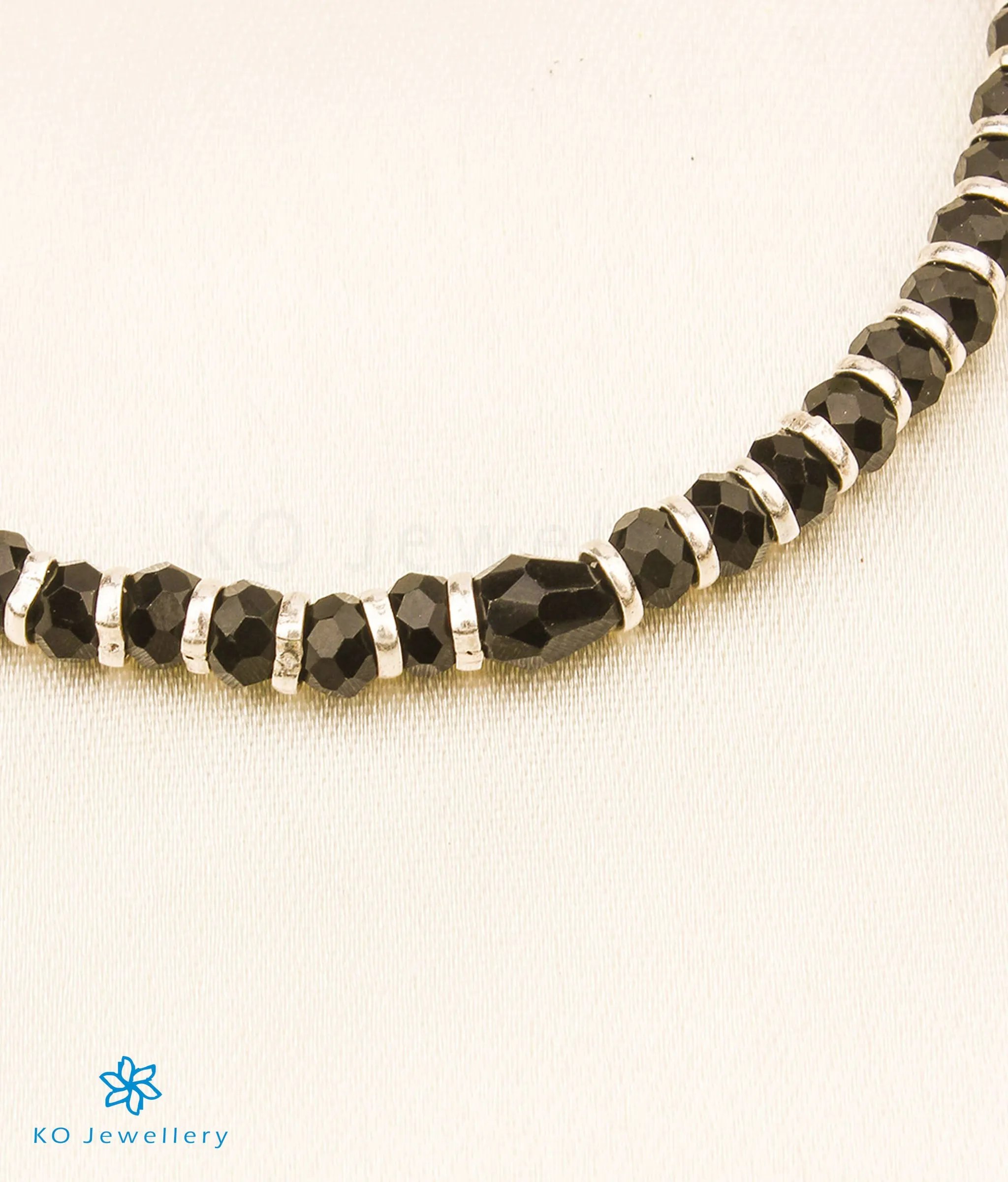 The Ayana Silver Nazariya Black-beads  Bracelet