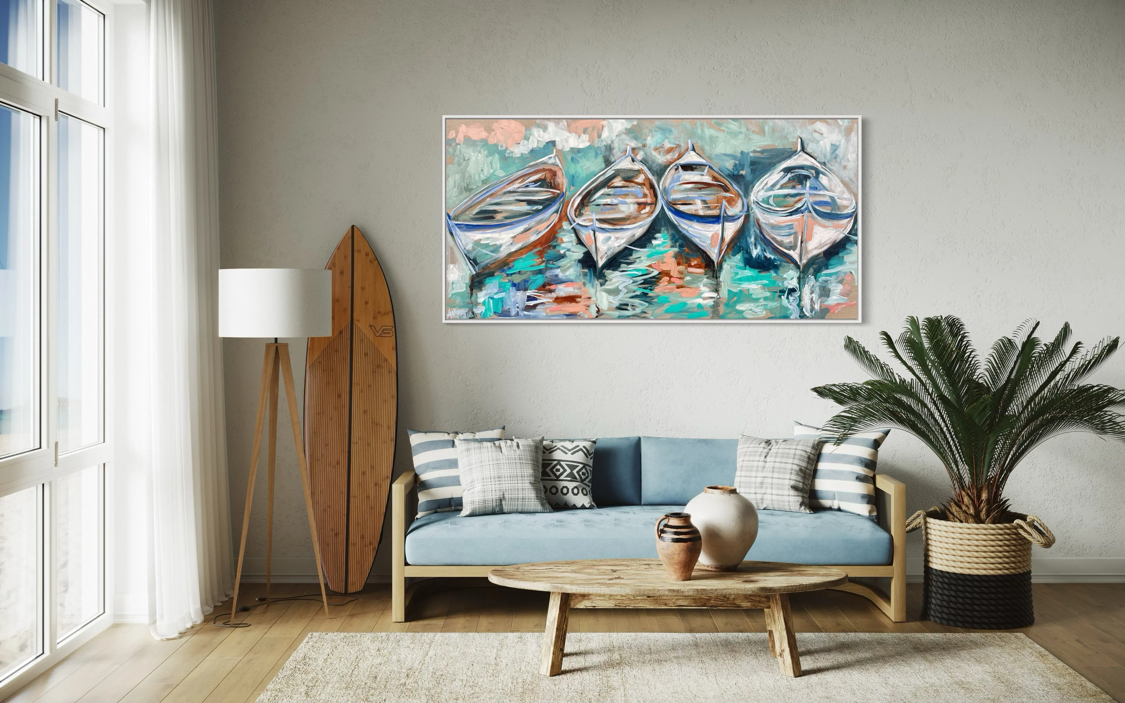 Tranquil Mooring -Original on belgian linen  75x150 cm