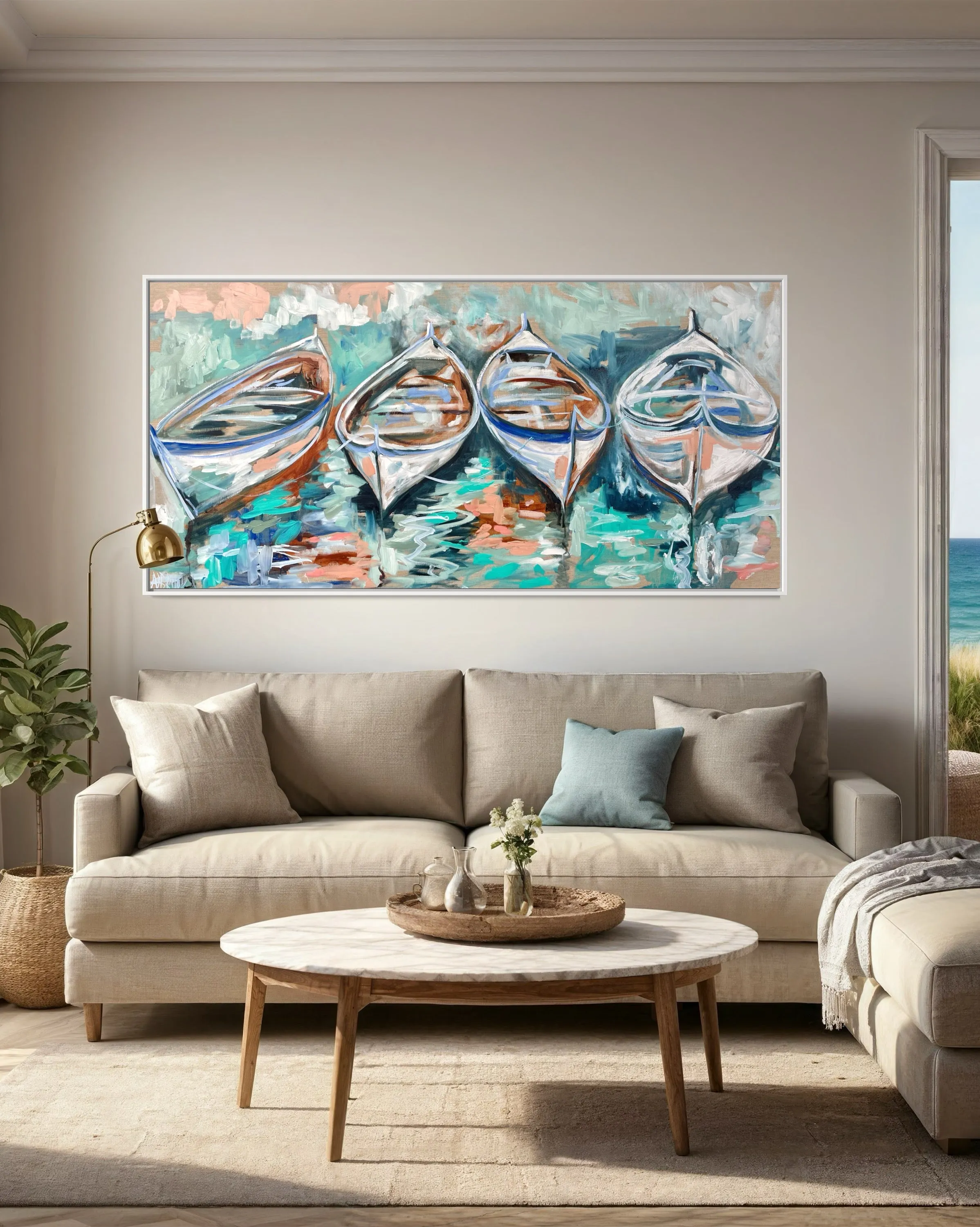 Tranquil Mooring -Original on belgian linen  75x150 cm