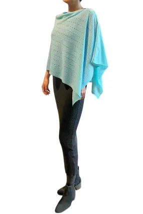 Turquoise cashmere poncho Multiway