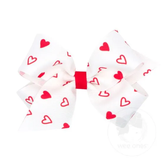 Valentines heart printed grosgrain bows