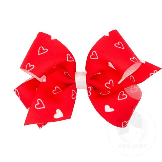 Valentines heart printed grosgrain bows