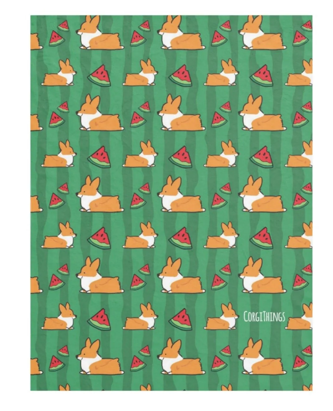 Watermelon Corgi Fleece Blanket | 3 Sizes