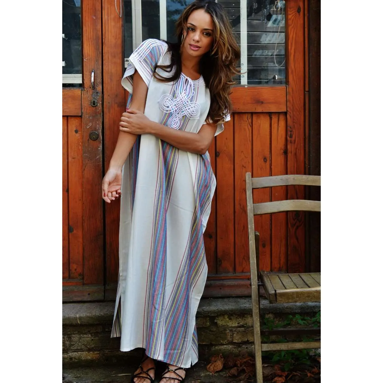 White Abaya Style Resort Lounge Wear Caftan Kaftan