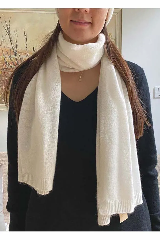 White cashmere scarf for women