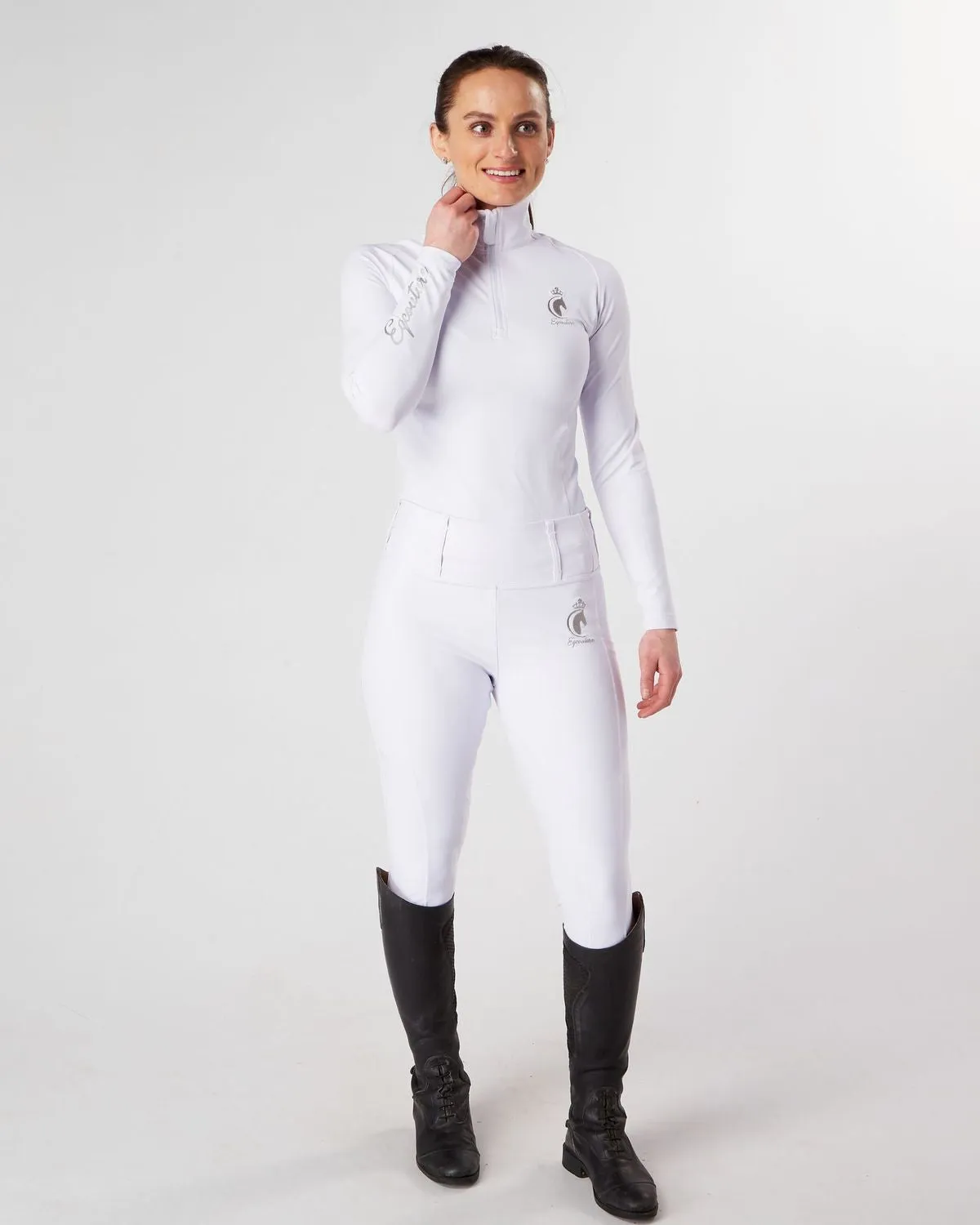 WINTER Competition Full Seat Riding Leggings / Tights- NO GRIP WHITE