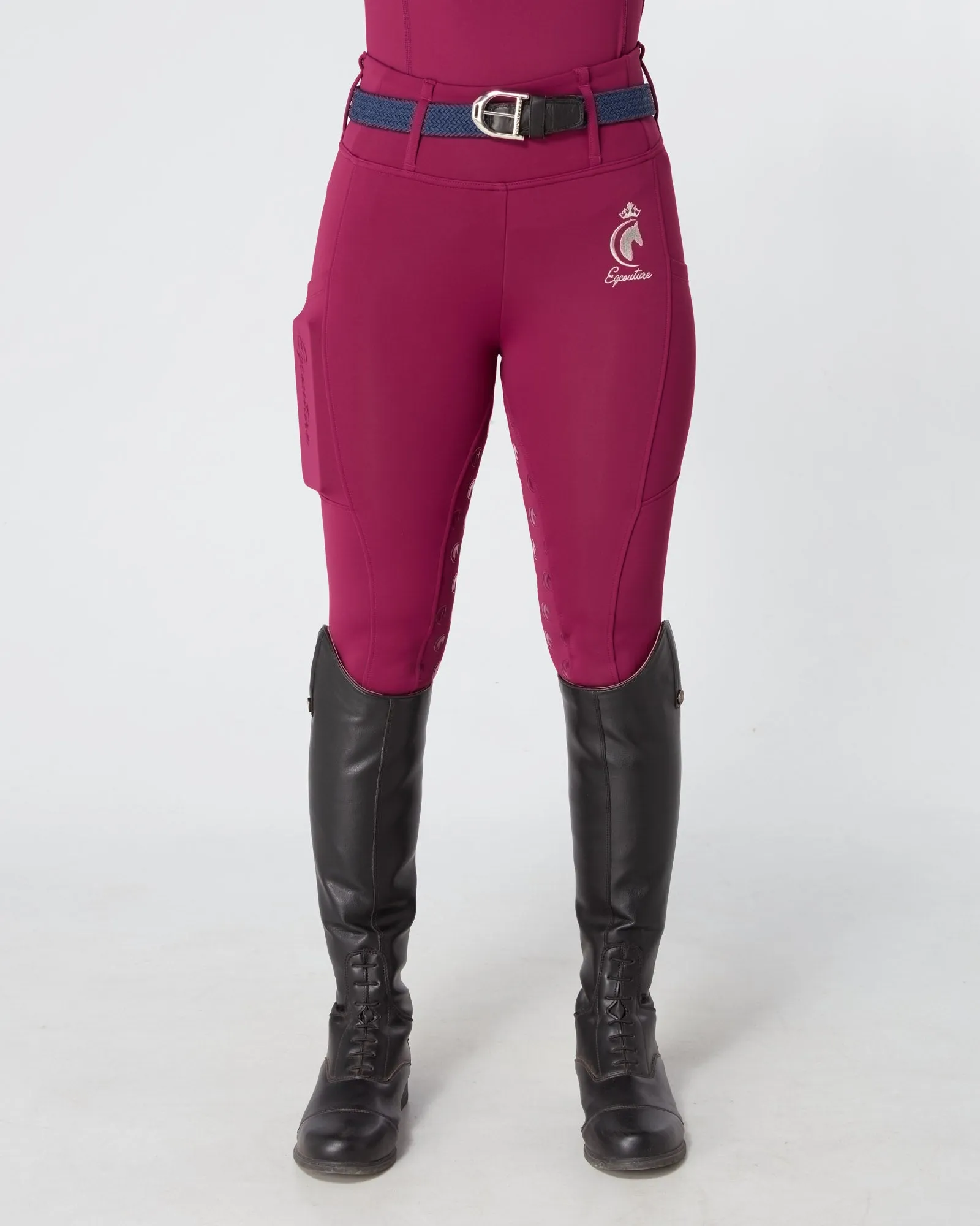 WINTER Thermal Deep Ruby Riding Leggings / Tights with Phone Pockets - WATER RESISTANT