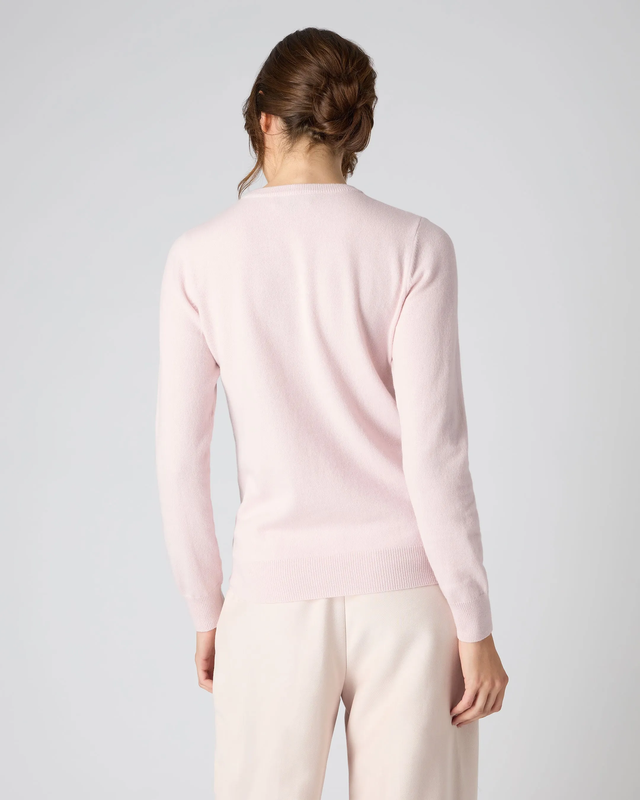 Women's Evie Classic Round Neck Cashmere Sweater Quartz Pink