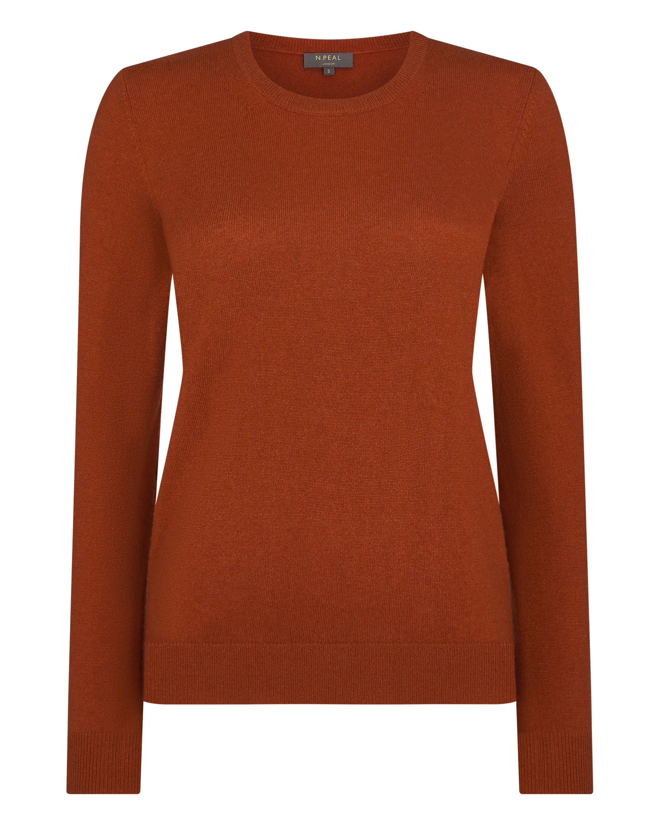 Women's Evie Classic Round Neck Cashmere Sweater Rust Orange