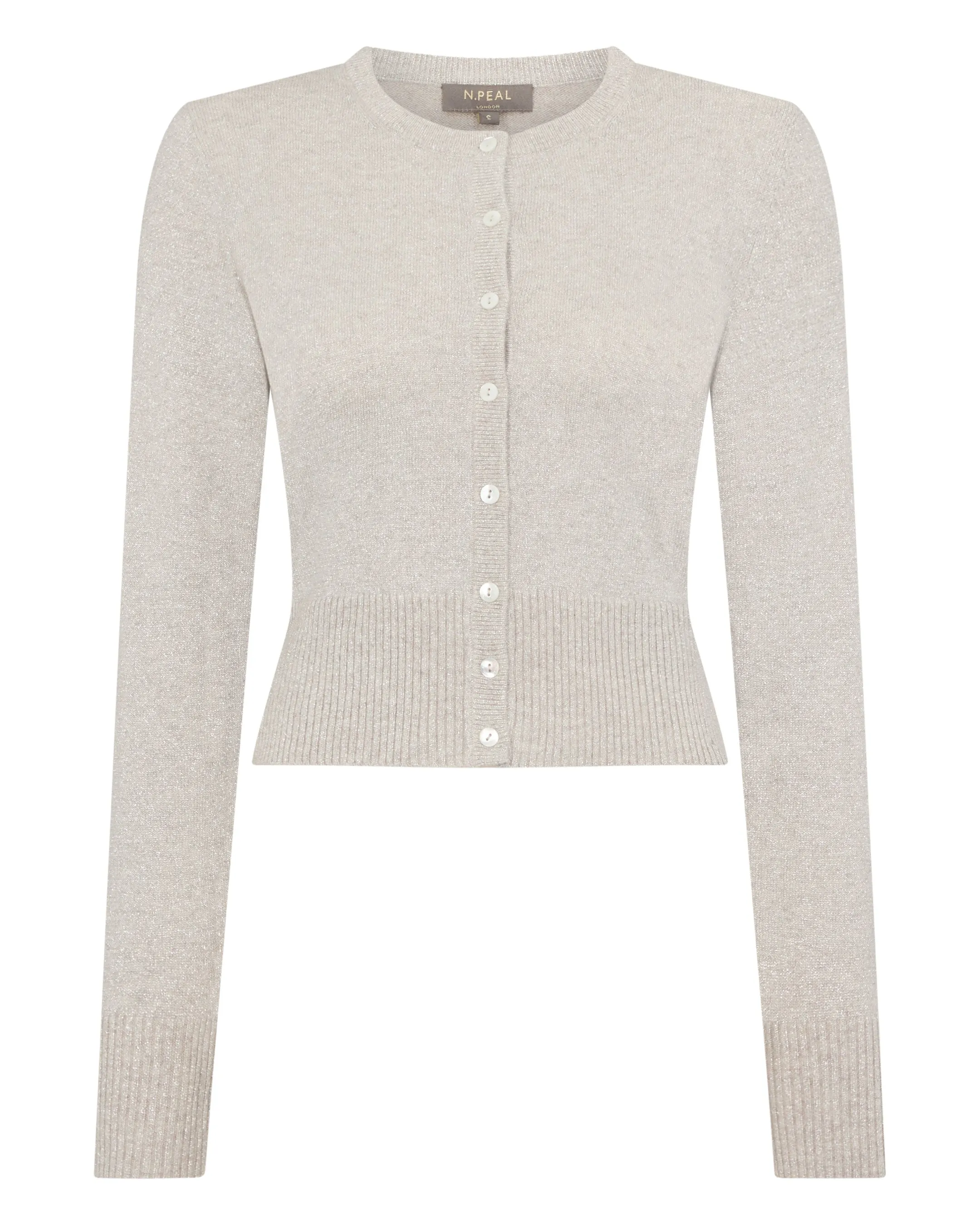 Women's Ivy Cropped Cashmere Cardigan With Lurex Sand Brown Sparkle