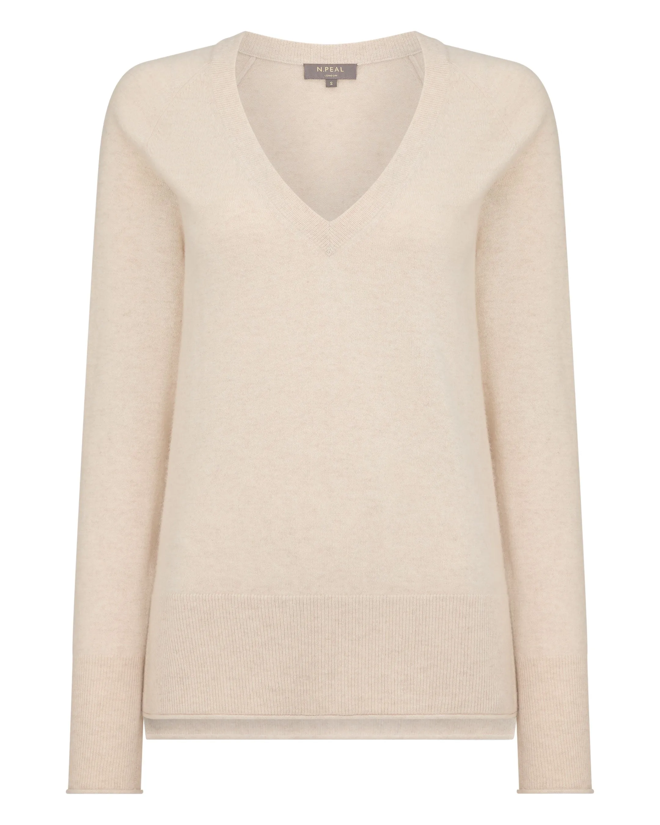 Women's Relaxed V Neck Cashmere Sweater Ecru White